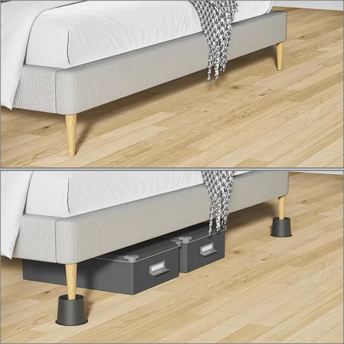 Vista 5 de Elevadores de cama de 4 pulgadas, resistentes, ajustables para cama, sofá, mesa, silla, soporta hasta 1500 libras (juego de 4, negro)