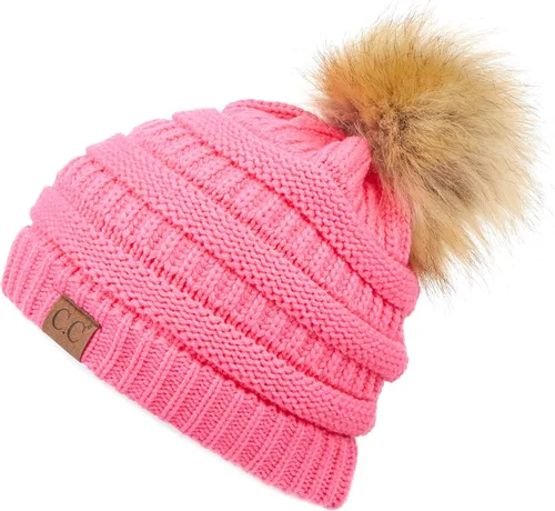 Vista 73 de Gorro unisex liso con pompón y ribete (HAT-43) de C.C Hatsandscarf Exclusives Marfil