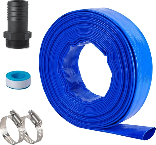 Vista 9 de Manguera de descarga plana de PVC de 1 pulgada x 50 pies con accesorios de aluminio Camlock C y E, montaje de bloqueo de leva, conjunto de manguera