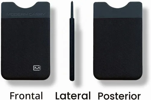 Vista 4 de Modern Carry Tarjetero elástico ultrafino con bolsillo individual y doble Negro con 2 ranuras para tarjetas
