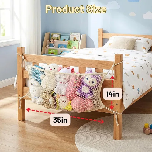 Vista 2 de Red de almacenamiento de animales de peluche para niños, red organizadora de juguetes de noche, almacena cuidadosamente tus animales de peluche, red