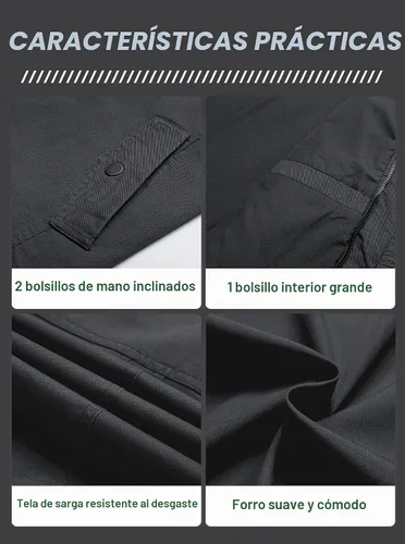 Vista 6 de Pursky Chaqueta Militar de Hombre Chaqueta de Algodón Lavado Casual con Capucha de Lienzo Abrigo de Otoño Gris
