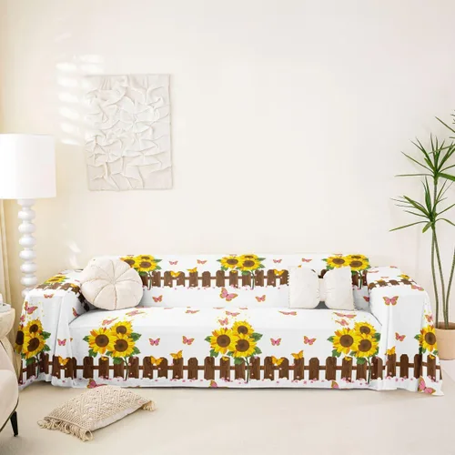 Vista 18 de Erosebridal Funda de sofá floral de 71 x 91 pulgadas, diseño de loto, antideslizante, acuarelas, diseño de hojas de flores azules, con pintura