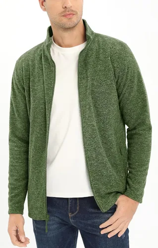Vista 3 de TACVASEN Chaquetas de forro polar para hombre, chaqueta ligera con cremallera completa, abrigos casuales suaves y cálidos con bolsillos