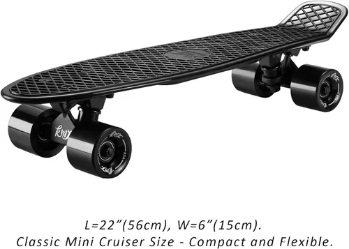 Vista 2 de Patineta KMX 55.8 y 68.5 cm, tabla mini cruiser clásica para niños, niñas, estudiantes, adultos, adolescentes, tabla mini cruiser para principiantes