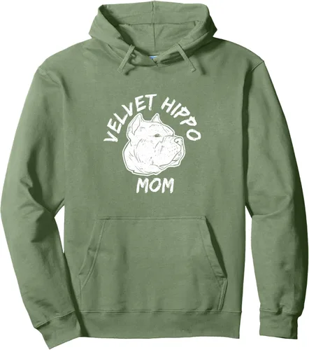 Vista 7 de American Bully Design para dueño de perro - Sudadera con capucha de terciopelo hipopótamo mamá, Negro