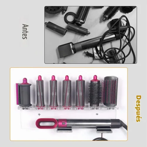 Vista 4 de Affogato - Soporte de montaje en pared compatible con accesorios Dyson Airwrap Styler, soporte de almacenamiento de acrílico compatible