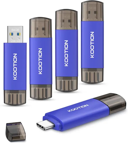 Vista 10 de Unidad flash tipo C de 16 GB, paquete de 10 unidades KOOTION 2 en 1 USB-A y USB-C 2.0 Dual Drive OTG, Memory Stick para smartphone/tablet/PC Android