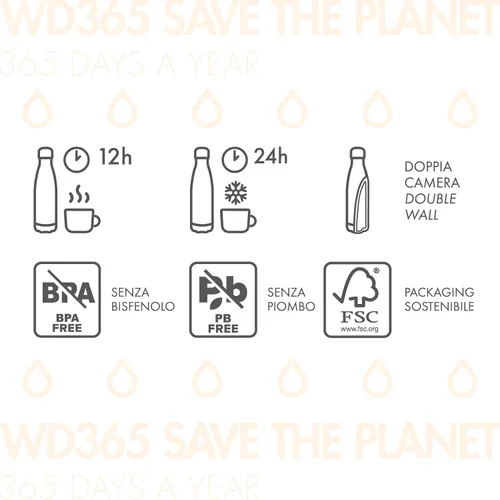 Vista 2 de WD Lifestyle Botella de agua de acero inoxidable, 17 onzas líquidas, recipientes aislados al vacío de doble pared, mantiene las bebidas frías