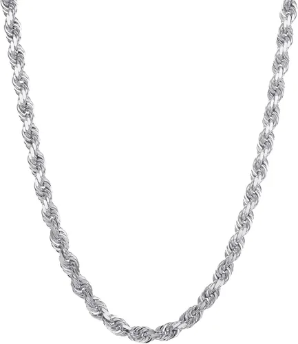 Vista 10 de Collar de cadena de cuerda de corte de diamante de 14 quilates con corte de diamante macizo de 0.157 in, 0.118 in, 0.098 in, 0.079 in, 0.059 in