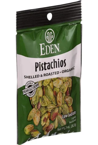 Vista 2 de Eden Pistachos tostados secos y sin cáscara orgánica, 1 onza (paquete de 12)