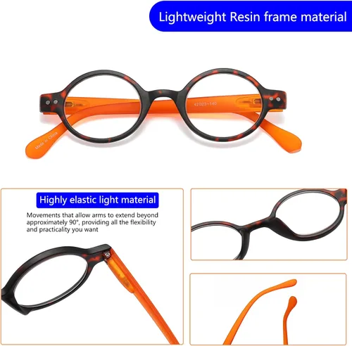 Vista 4 de Paquete de 4 mini lentes de lectura redondos pequeños, cómodos para mujeres y hombres (multicolor2, 1.00, multiplicador_x)