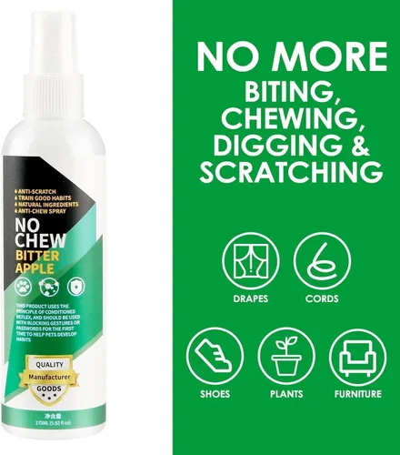 Vista 4 de Spray de manzana amarga para perros para dejar de masticar, 5.9 fl oz, espray antimasticable para perros, spray disuasorio natural para perros
