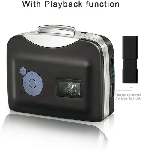 Vista 4 de Convertidor de casete a MP3, reproductor de cinta digital USB estéreo, con auriculares, transferencia a computadora, teléfono móvil y altavoz