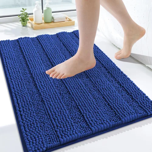 Vista 120 de Grandaily Alfombras de baño de felpilla a rayas de 24 x 16 pulgadas, extra gruesas y suaves, absorbentes, parte trasera de goma, alfombra de ducha