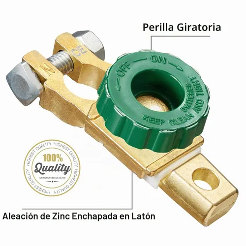 Vista 6 de Spurtar - Interruptor de desconexión de batería de 6 V, 12 V, 24 V, poste superior, perilla verde Quick Disconnect, Battery Cut Off Switch, 125A