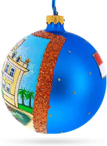 Vista 2 de Casino de Montecarlo, adorno navideño de bola de cristal de Mónaco 4 pulgadas