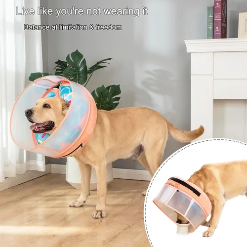 Vista 4 de Collar inflable para perro con forma de cono de perro con forma de dona de cuello suave mejorada antilamer para perros y gatos, collar de cono