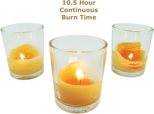 Vista 5 de Velas de cera de abejas, votivas de 10 horas (paquete de 6) 100% cera de abeja de EE. UU