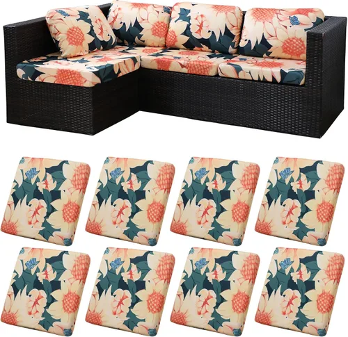 Vista 40 de 12 fundas de cojín para patio, fundas de cojín elásticas