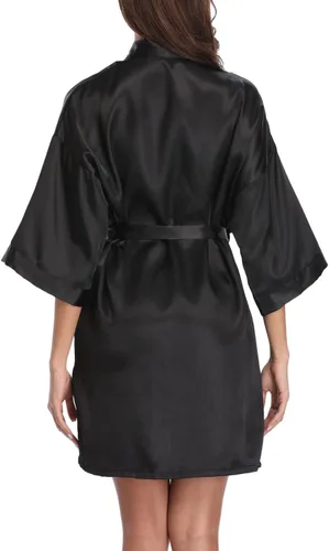 Vista 2 de Womens Satin Robe for Bridal Party Short Silky Bride Bridesmaids Kimono Bath Robe Soft Dressing Gown