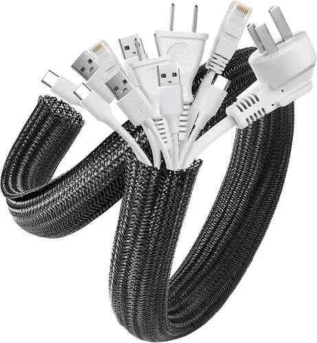 Vista 10 de AGPTEK Cable Sleeve, 10ft - 1 inch Cable Management Cord Hider, Black Negro
