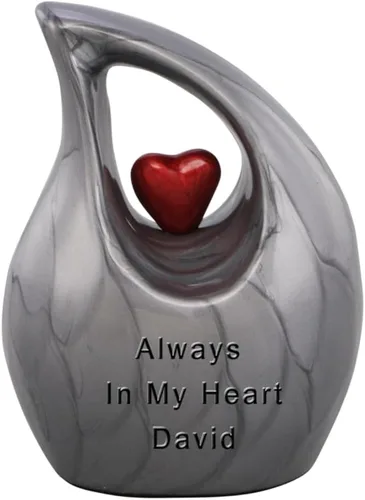 Vista 13 de Urna de cremación Heart of Love para cenizas humanas - Hermosa urna conmemorativa ERN para adultos - ERN decorativa para seres queridos - Urna Negro