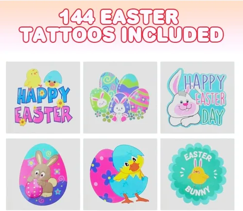 Vista 3 de ArtCreativity Rellenos clásicos de cesta de Pascua para niños, calcomanías temporales de tatuajes, rellenos de huevos, golosinas, juguetes