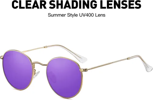 Vista 3 de Fozono Retro Round Polarized Sunglasses for Women Men Classic Metal Frame Small Sun Glasses UV Protection