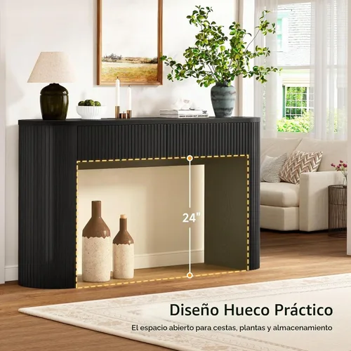 Vista 4 de ComfyCorner Mesa consola de 55 pulgadas con almacenamiento, mesa de entrada Negro