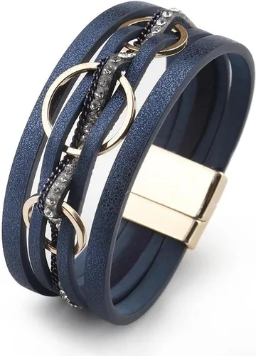 Vista 15 de Fesciory - Pulsera de leopardo para mujer, estilo bohemio de cuero multicapa con perlas de cristal