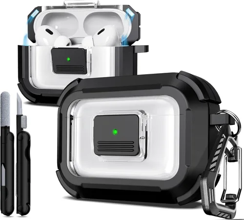 Vista 63 de R-fun Funda de carga compatible con AirPods de 2ª generación 2019, 1ª generación 2016, protección completa contra caídas, tapa desplegable
