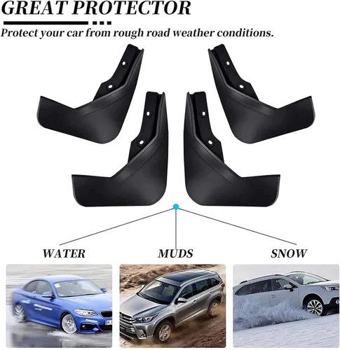 Vista 6 de Para Jaguar XE 2016 2017 2018 2019 2020 4 piezas de aletas de barro, rueda delantera y trasera, protectores contra salpicaduras de goma para todo