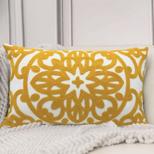 Vista 37 de Alysheer Funda de almohada decorativa bordada de 18 x 18 pulgadas, acogedora y fresca funda de cojín bohemia con diseño de mandala chic de punto