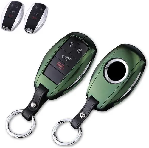 Vista 8 de Funda de metal de aluminio prémium para llavero Bentley Bentayga Flying Spur GT 2018-2021 con llavero Marrón