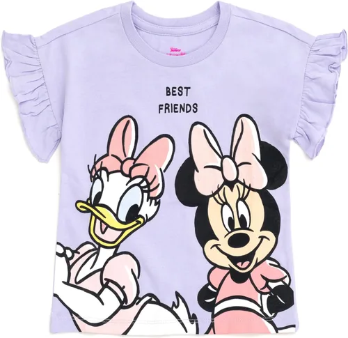 Vista 47 de Disney Minnie Mouse - Conjunto de camiseta floral arcoíris y pantalones cortos de cambray, tallas de bebé a niño grande (12 meses - 14-16)
