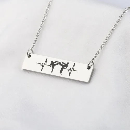 Vista 5 de UJIMS Taekwondo - Collar con colgante de latido del corazón marcial para mujeres y hombres, regalo de niña de Taekwondo