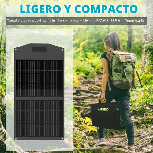 Vista 5 de MARBERO Panel Solar Portátil de 100W 100 Vatios Panel Solar Plegable para Estación de Energía con USB y Salida DC de 18V (10 Conectores) 23%