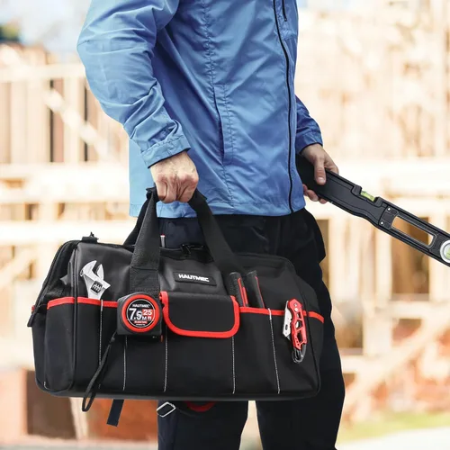 Vista 6 de HAUTMEC Juego de 3 Bolsas de Herramientas Grandes, Bolsas de Herramientas de Boca Ancha de Servicio Pesado con Tela 1680D Resistente a Desgarros
