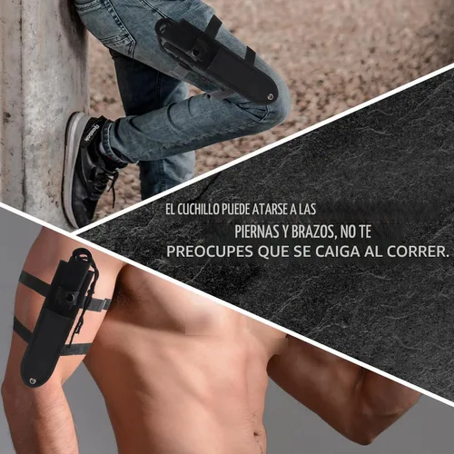Vista 6 de Cuchillo de buceo con correas para las piernas y funda, extremadamente afilado - Equipo de buceo liviano para pesca con arpón, esnórquel, caza
