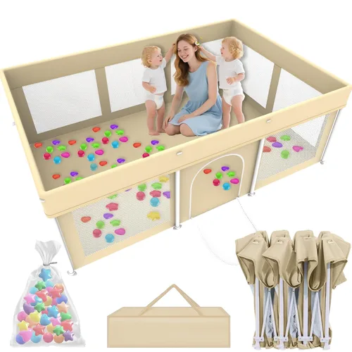 Vista 8 de Corralito plegable de 50 x 50, parque infantil plegable ultraportátil, desplegado al instante en tres segundos, corral seguro para bebé con malla
