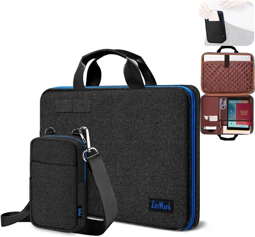 Vista 9 de Maletín para laptop de 15.6 pulgadas con bolsa de cinturón desmontable, compatible con MacBook Pro modelo de 15-16 pulgadas y los portátiles más