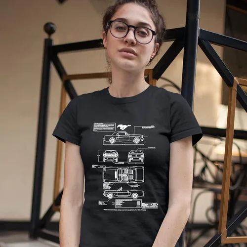 Vista 4 de 1966 Ford Mustang GT Blueprint Camiseta de mujer American Classic