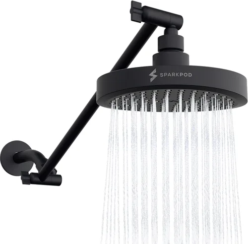Vista 25 de SparkPod Cabezal de Ducha de Lluvia Redondo con Brazo de Extensión - Cabezal de Ducha de Altura Ajustable con Rendimiento de Alta Presión
