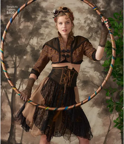 Vista 5 de Simplicity 8409 - Disfraz steampunk occidental para mujer, patrón de costura para cosplay, tallas 6-14