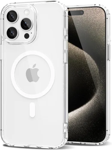 Vista 202 de oakxco Funda magnética transparente compatible con Magsafe, bonita funda delgada y transparente de poliuretano termoplástico no amarillenta, carcasa