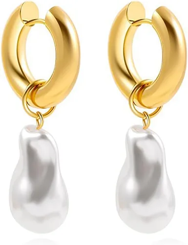 Vista 8 de Aretes colgantes chapados en oro de 14 quilates, hipoalergénicos para mujer Dorado (Gold 1)