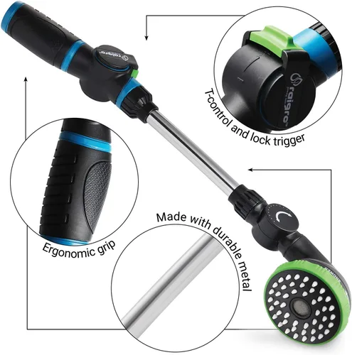 Vista 3 de Boquilla de manguera de 16 pulgadas para césped y jardín, rociador de varita de agua para ducha - Pulverizador de control de pulgar.