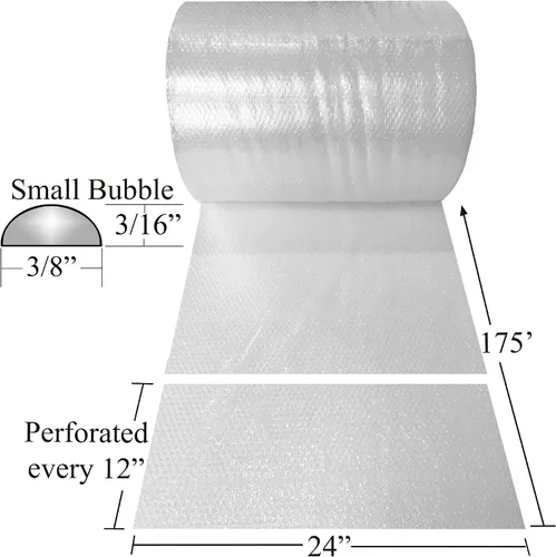 Vista 7 de Uboxes Rollo de burbujas de 24 pulgadas de ancho x 175 pies pequeñas burbujas 3/16 perforadas cada 12, transparente, BUBBSMA24175