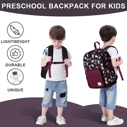 Vista 6 de VASCHY - Mochila preescolar para niños y niñas liviana resistente al agua con correa en el pecho